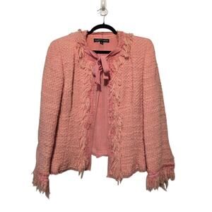 Vtg Alberto Nipon Tweed Jacket Women 12 Pink Tweed Coquette Preppy Elle Woods
